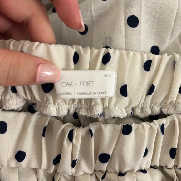 OAK + FORT - Polka Dot Pleated Midi Skirt (One Size) (WORN ONCE - LIKE NEW) - Picture 2 of 4